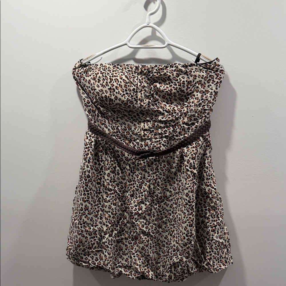 Leopard Print Strapless Dress